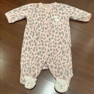 ❌SOLD❌Carter's Pink and Gray Leopard Print Footie One Piece